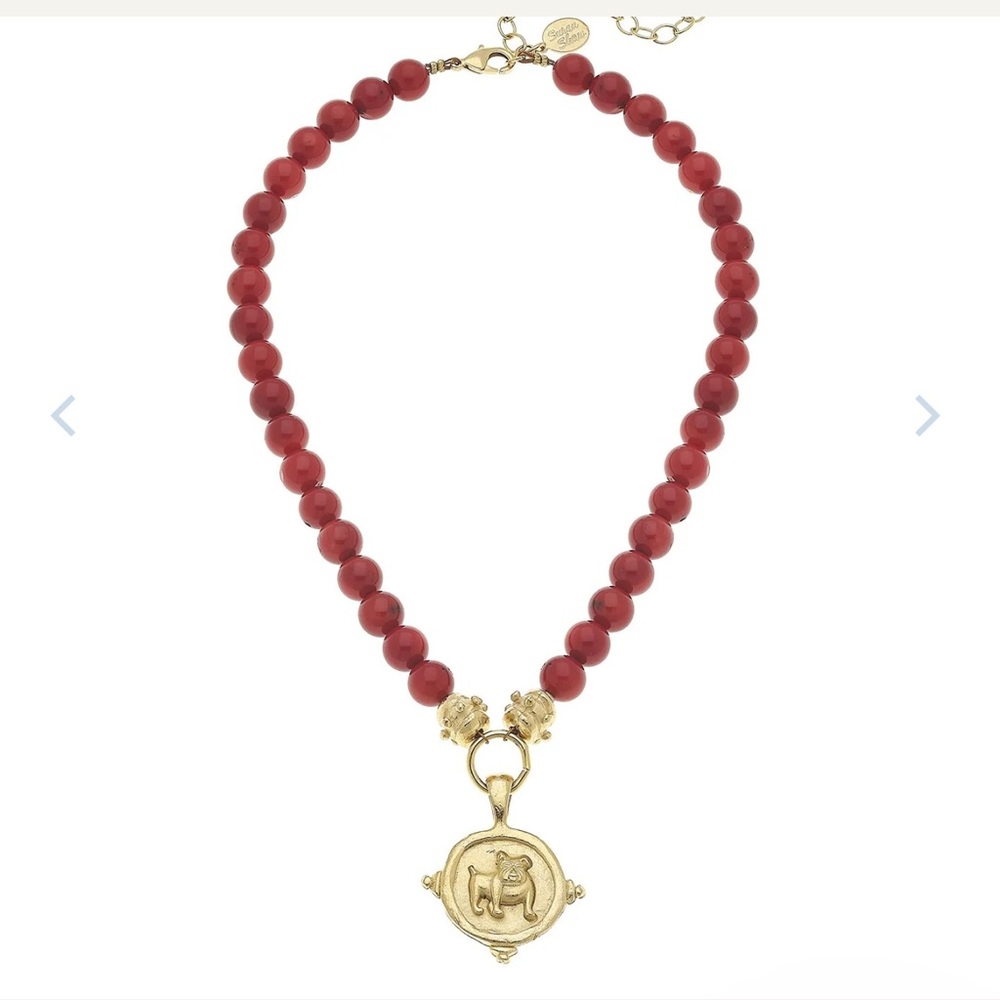 Luxurious Gold and Red Beaded Necklace